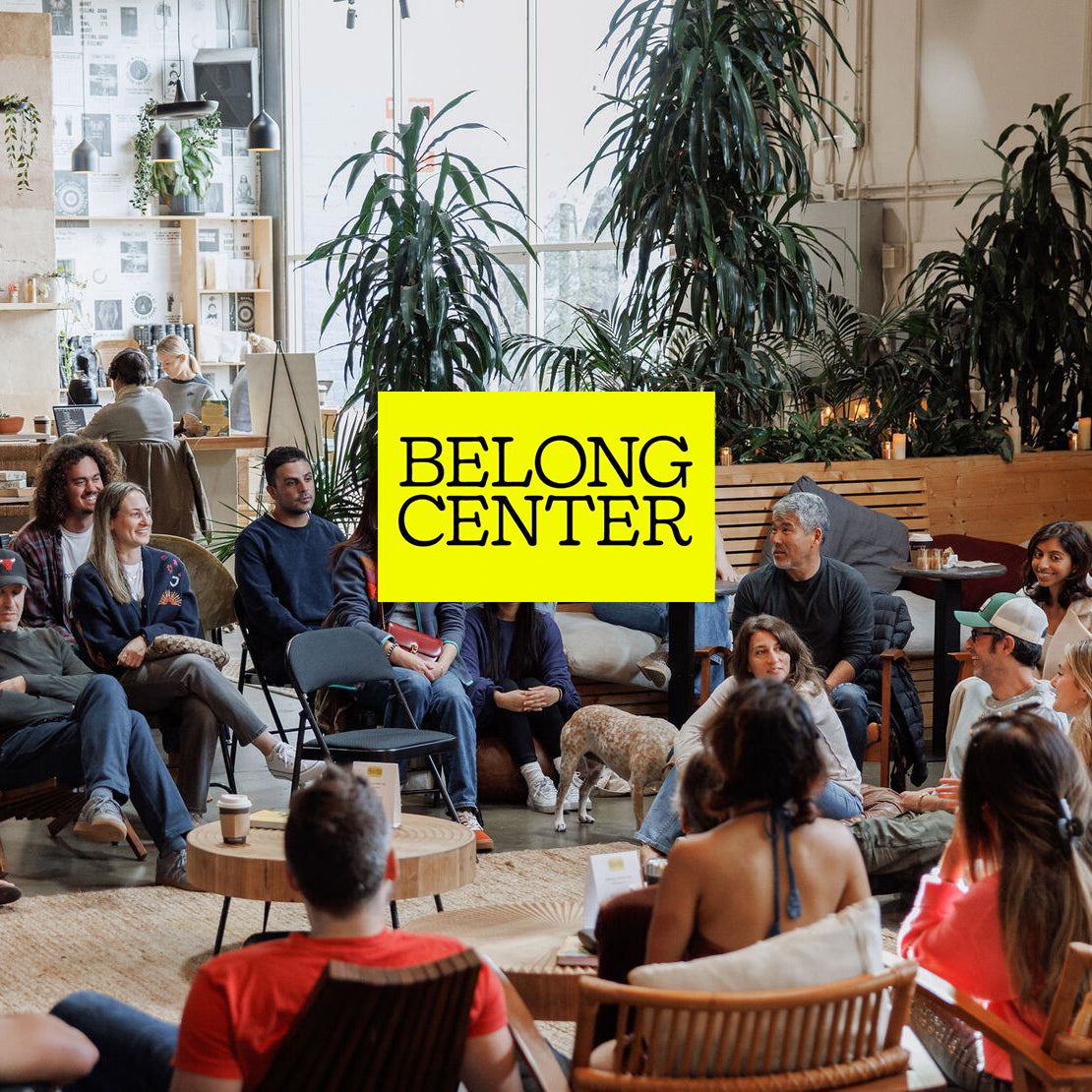 People gathering, talking, and connecting at Belong Center